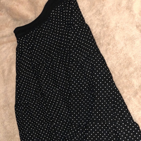 long black and white polka dot skirt